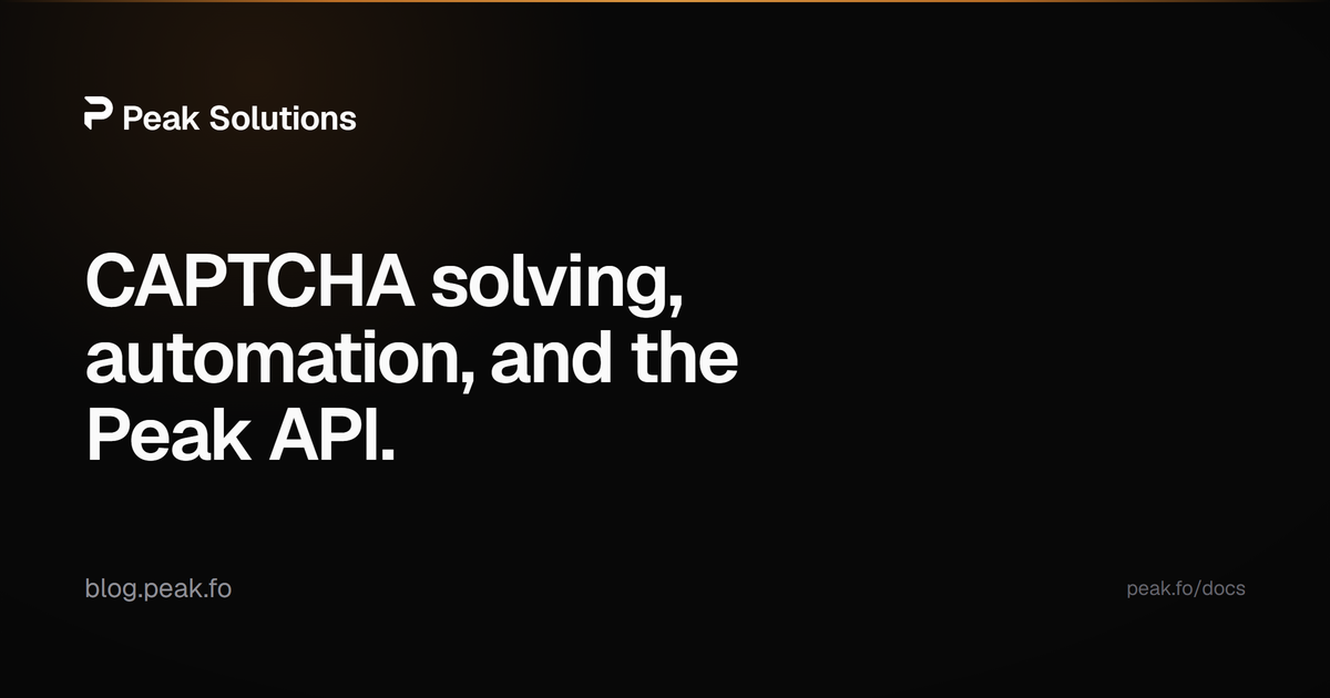 Peak (Peak Solutions) screenshot: CAPTCHA-solving API for Cloudflare Turnstile and the 5 second challenge — a token in about...