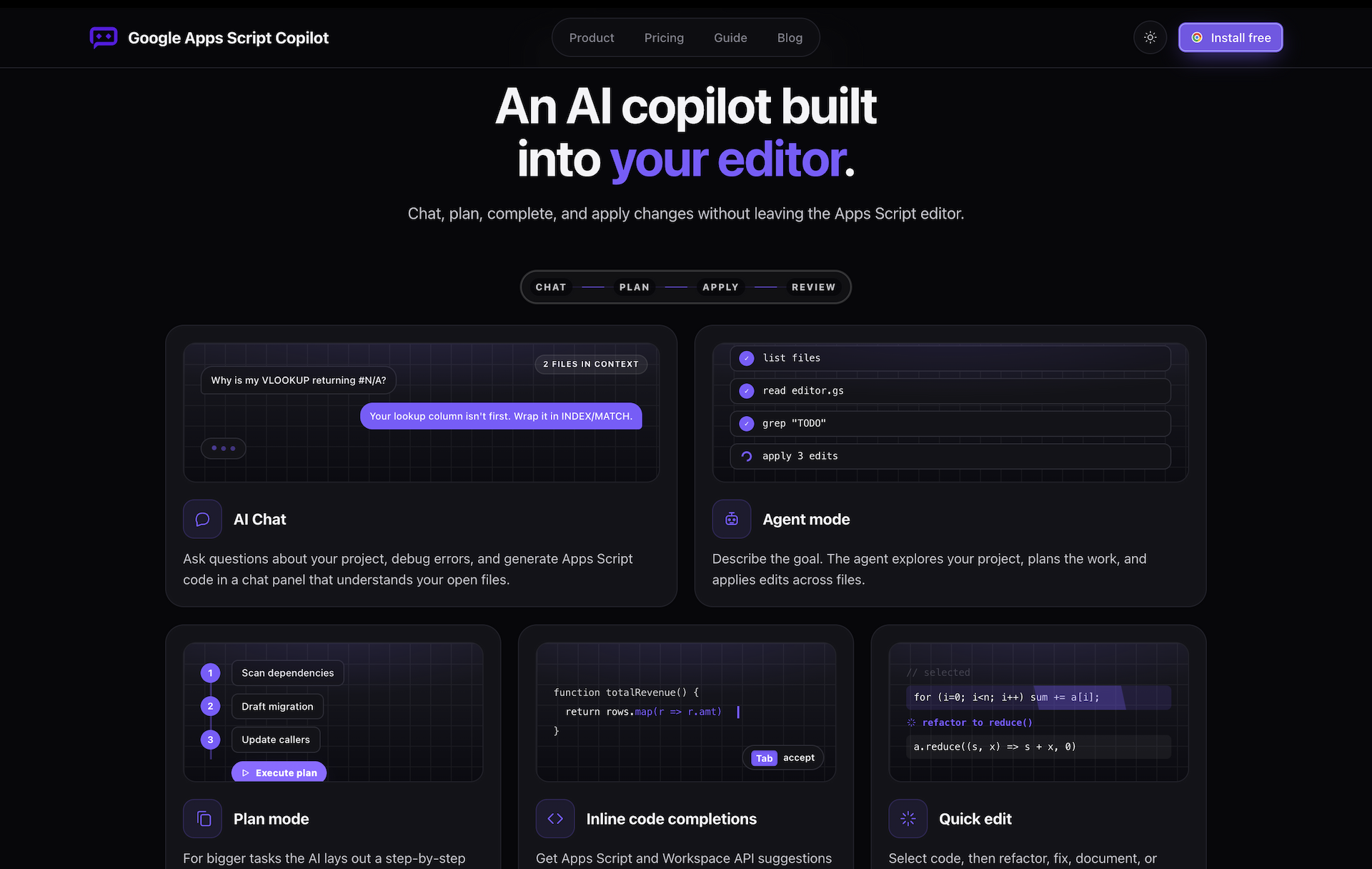 Gs Copilot screenshot: AI Copilot for Google Apps Script