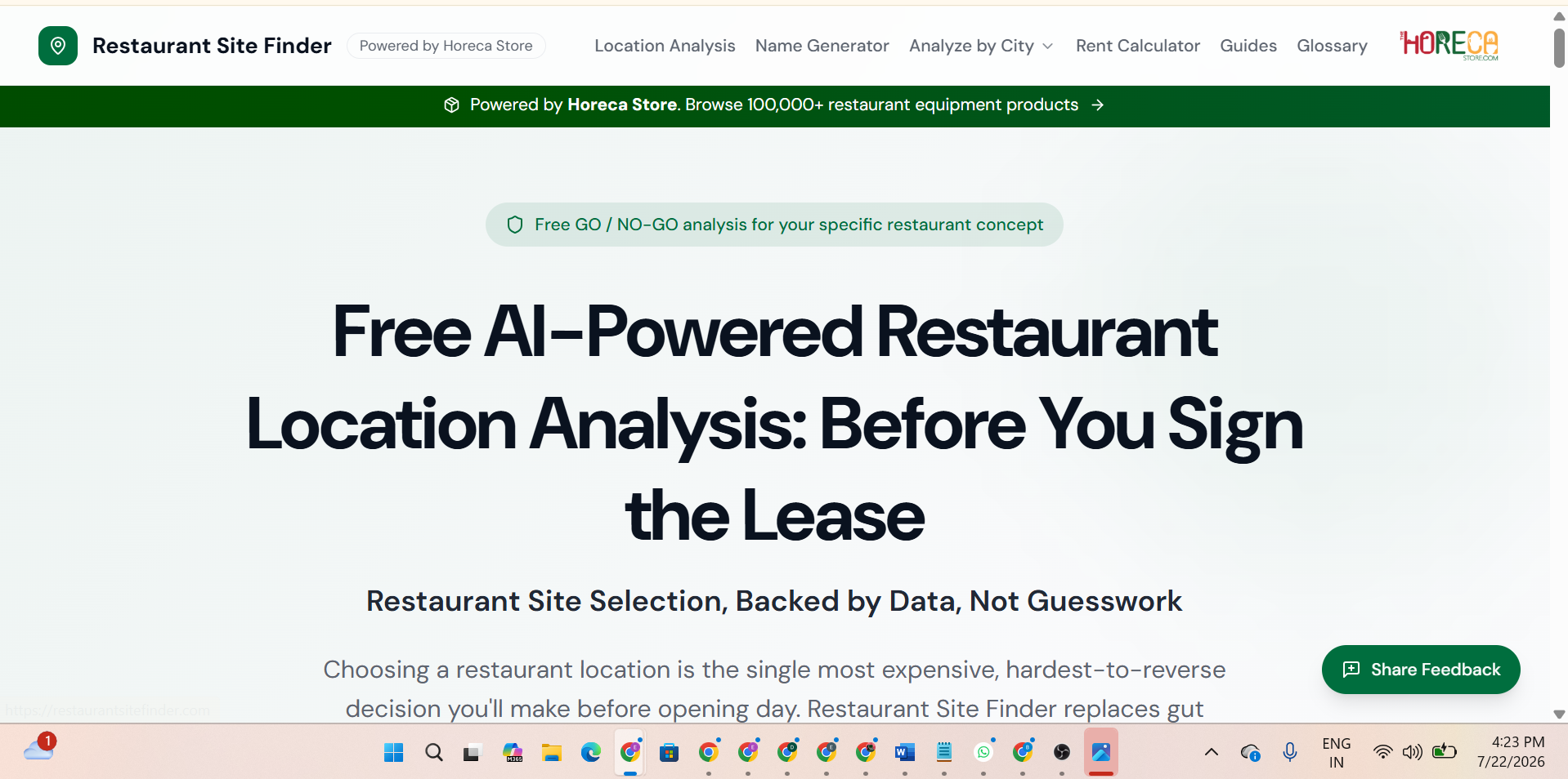 Restaurant Site Finder screenshot