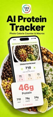 123 Cal screenshot: AI meal photo calorie and protein tracker