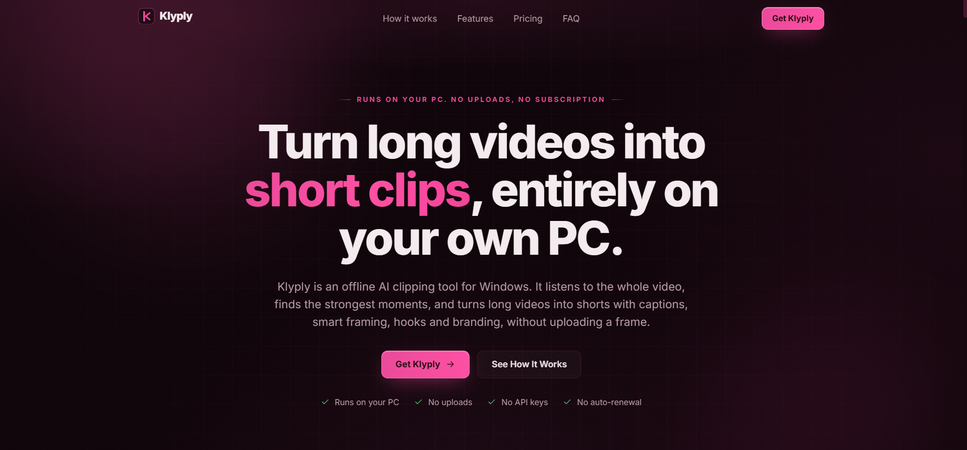 Klyply screenshot: Turn long videos into short clips