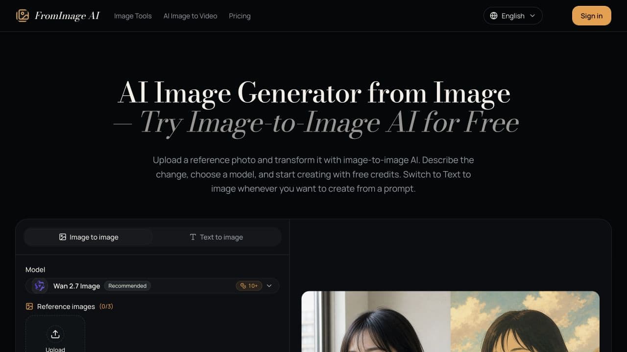 FromImage AI screenshot: Create polished AI images from any reference photo.